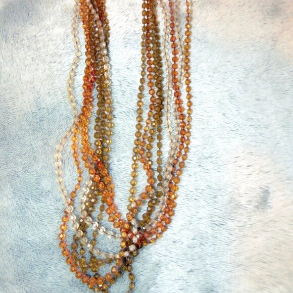 Lot 2 Vintage Bead Necklaces (Plastic) -8 Multi Strand Amber 48"/Light Blue 58" - Picture 12 of 16